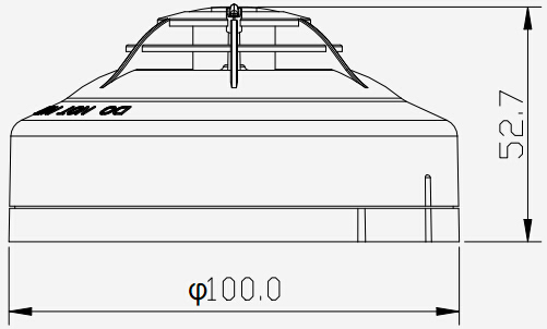 泰和安JTW-ZDM-TX3110A點型溫感外形尺寸示意圖
